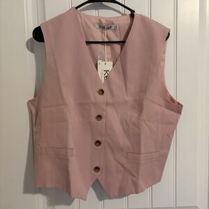 NWT Kelyaa Women's Vest w/ Pants Two Piece Set Pink 2XL, XL, L